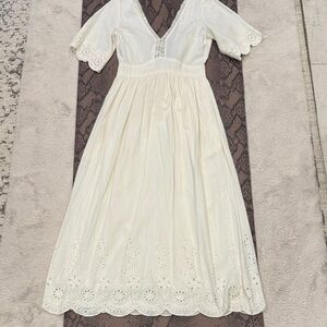 Zara Cream Midi Dress with Lace Details